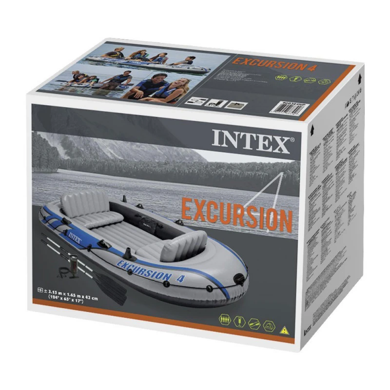 BATEAU GONFLABLE INTEX EXCURSION 4 + 2 AVIRONS + GONFLEUR – Image 7