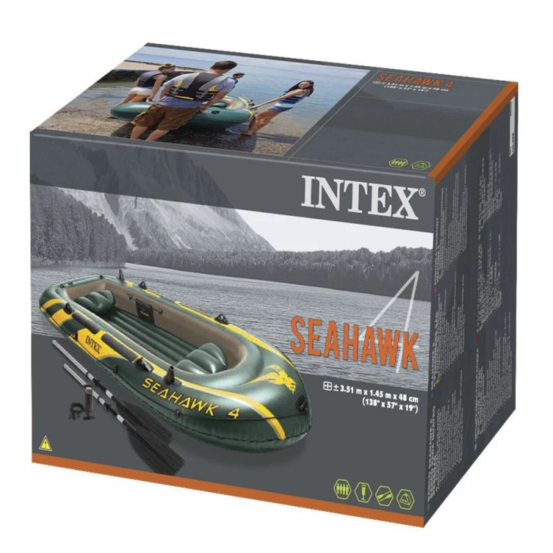 BATEAU GONFLABLE INTEX SEAHAWK 4 + 2 RAMES + GONFLEUR – Image 6